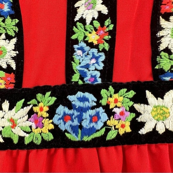 Vintage Vicky Vaughn Crushed Velvet Embroidered Long Sleeve Maxi Dress Small - Picture 10 of 11